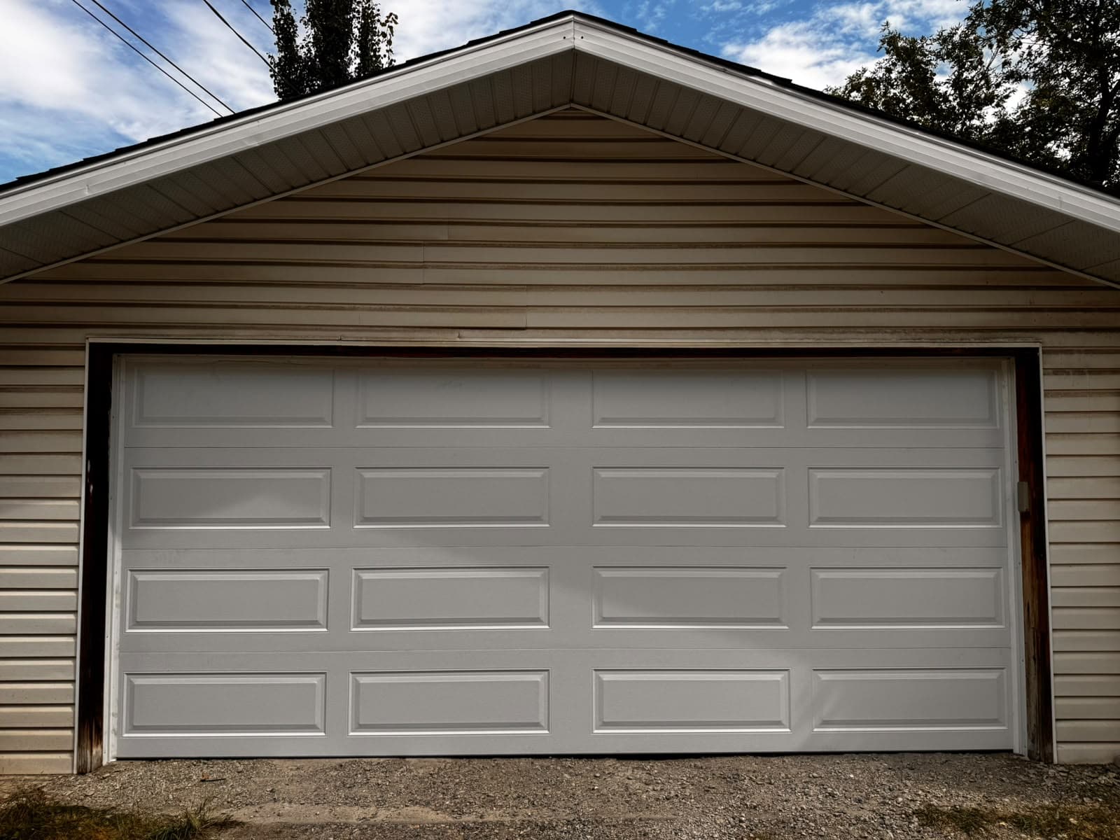 Garage door repaired and aligned after service